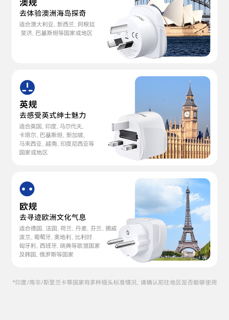 MOMAX European Standard Travel Socket/Adapter/power Converter Suitable for European Standard Regions (Germany, France, South Korea, Etc.) White 3