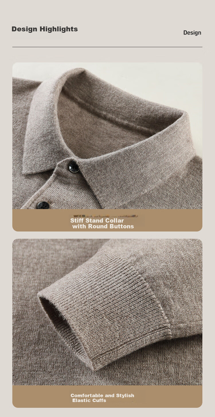 Antonio 100% Wool Red Series Men's Polo Collar Wool Sweater Base Layer Spring Autumn 3