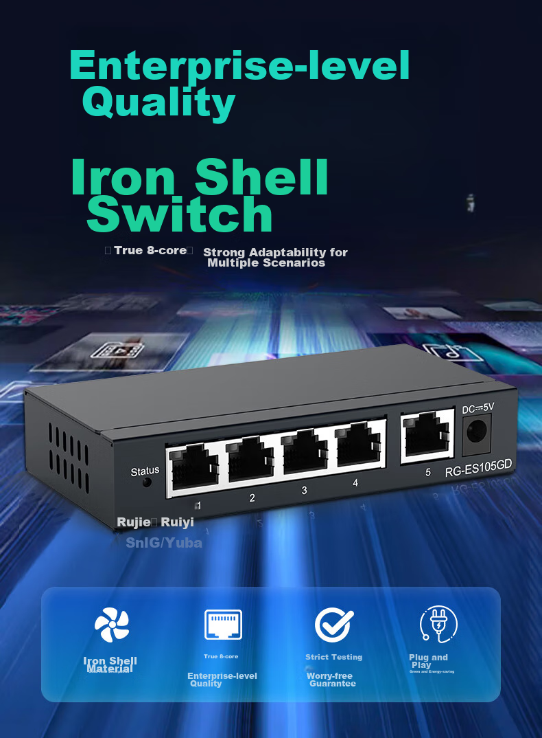 Ruijie RG-ES124GD-E 24-Port Gigabit Unmanaged Switch Plug and Play Security Office Surveillance Switch Splitter Rack-Mountable Replacement for ES124GD 2