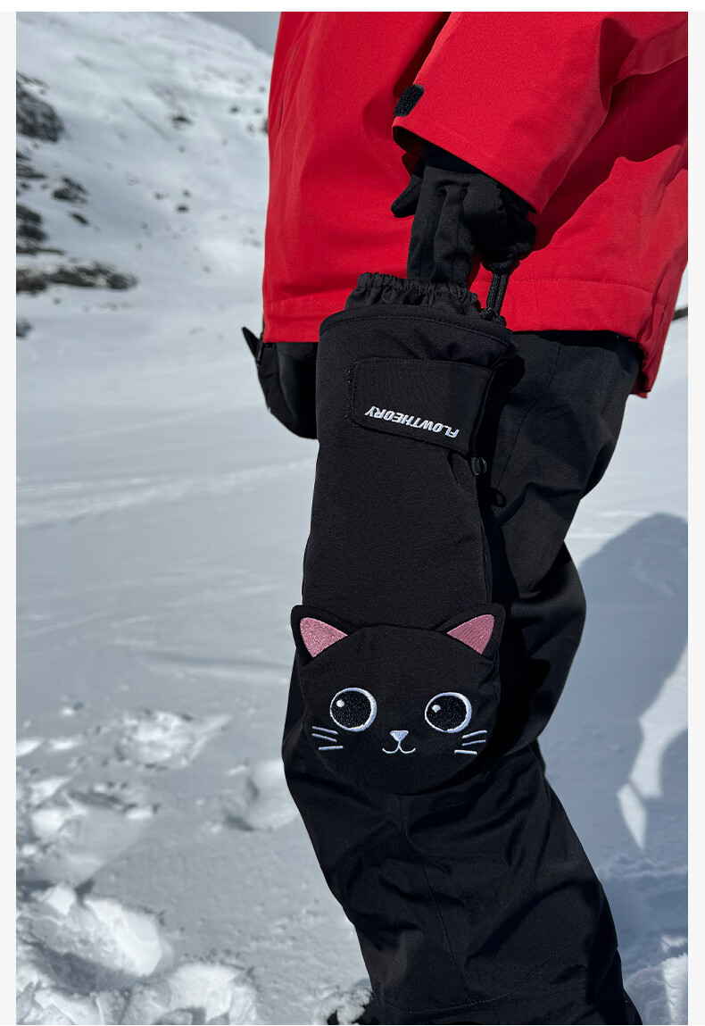 Flow Theory Waterproof Insulated Fleece-Lined Cute Cartoon Ski Gloves for Men and Women 10