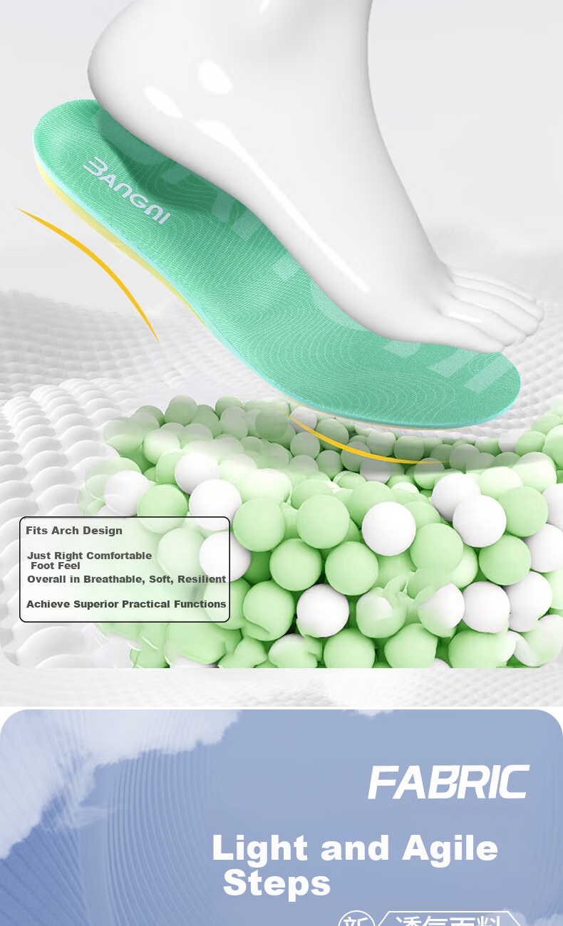 Bangnishijia Arch Support Insoles for Flat Feet Correction, Soft And Elastic, Comfortable for Long-Standing, High-Elastic Shock-Absorbing, Suitable for Sports, Durable And Breathable 4