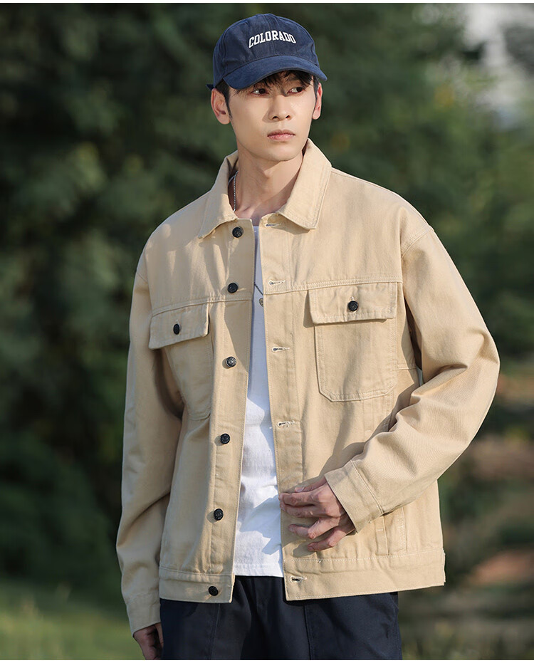 Zengzhi Japanese-Style Simple Denim Jacket for Men, Spring And Autumn 2026, Loose-Fitting Versatile Casual Lapel Men's Jacket for Teenagers 6