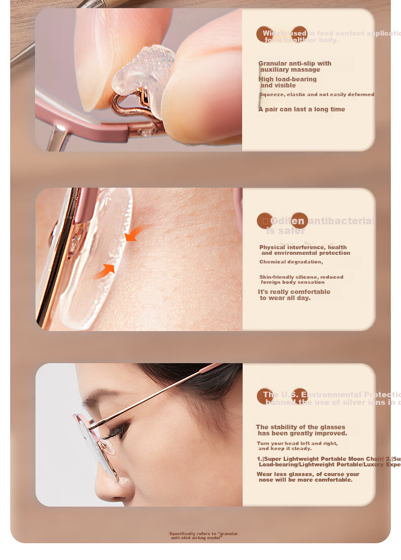 BELLINI Eyeglasses Nose Pads, German Standard Air Cushion Silicone Nose Pads, Anti-Pressure Marks, Non-Slip Nose Bridge Accessories 8