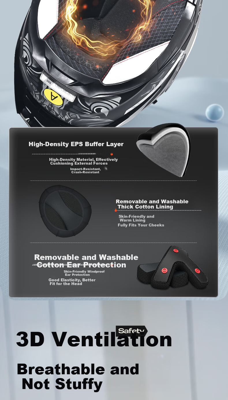 NEVA DOT Certified A1 Class Motorcycle Helmet Flip-up Winter Warm Anti-fog Dual Lens Safety Helmet 10