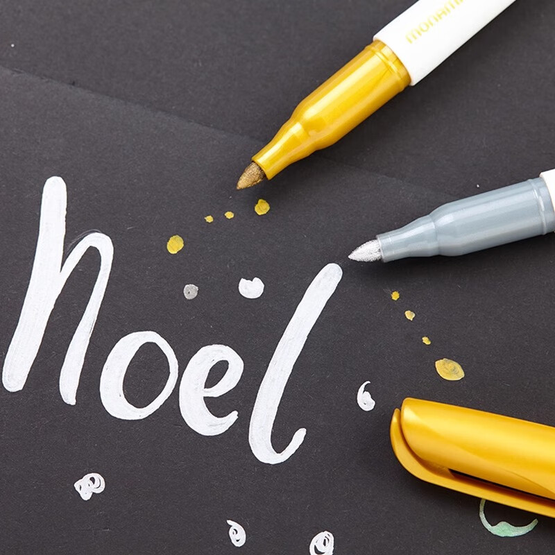 Monami Imported 1.7mm Large Capacity Oil-Based Marker Pen Graffiti Label Pen Meeting Exhibition Wedding Signature Quick-Dry Namepen.M Gold Silver White 3-Pack