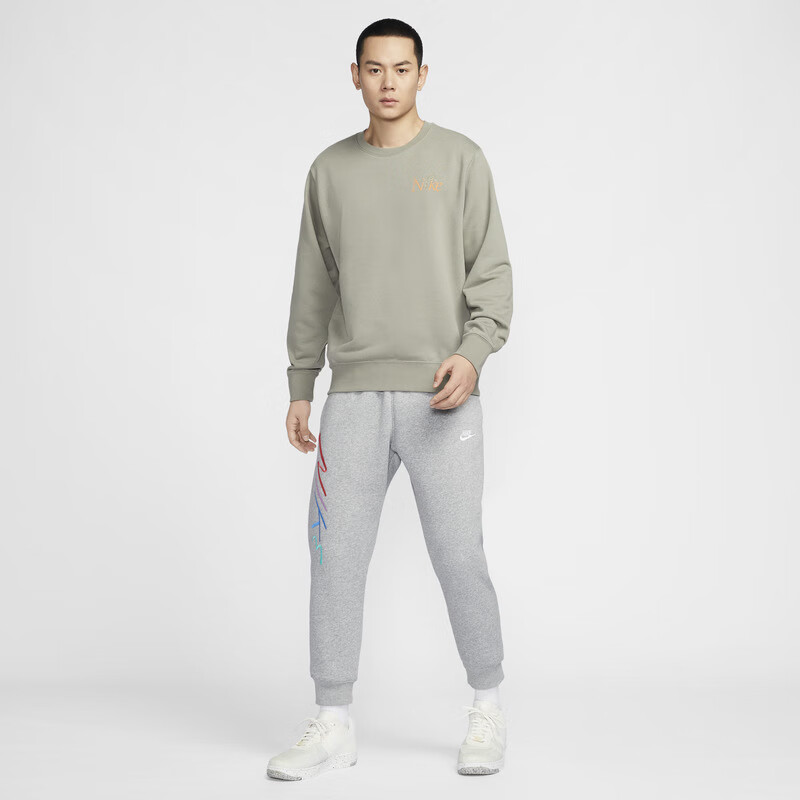 NIKE Men's Spring And Autumn Crewneck Sweatshirt, Casual Sports, Fashionable And Versatile, IB8234-901 White, 2XL 6