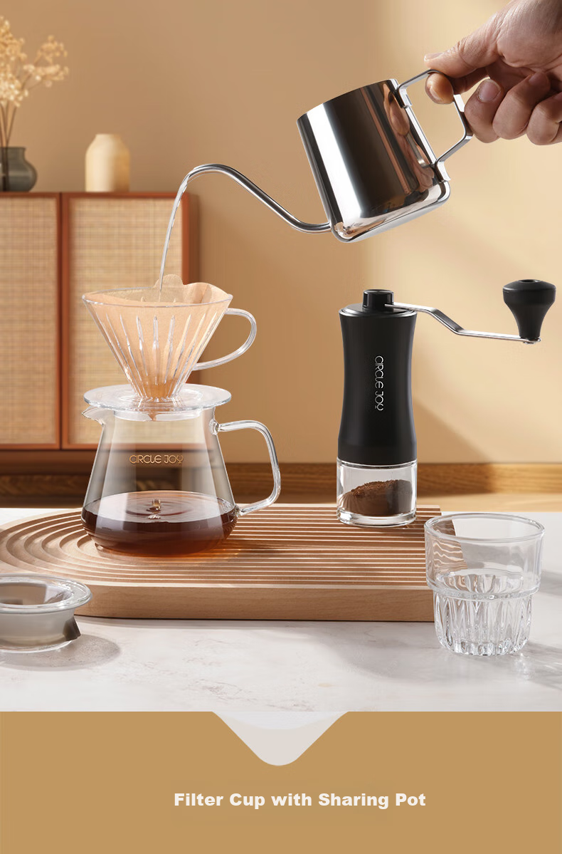 Circle Joy Pour-Over Coffee Maker Gift Set, Hand Grinder Coffee Machine, Hand-Crank Coffee Bean Grinder, Manual Pour-Over Coffee Maker Set 12