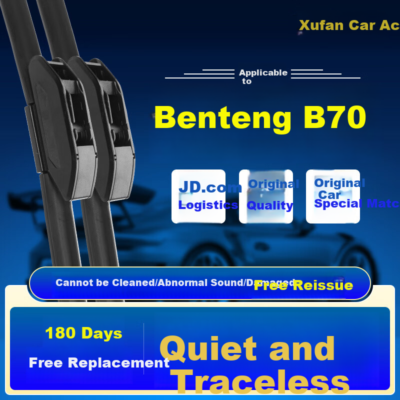 Xufengcheshi Boneless Wiper Blade, for FAW Besturn B70/14-23 Models, Car Wiper, Quiet And Wear-Resistant Rubber Strip, Original Factory Equipment, 1 Pair