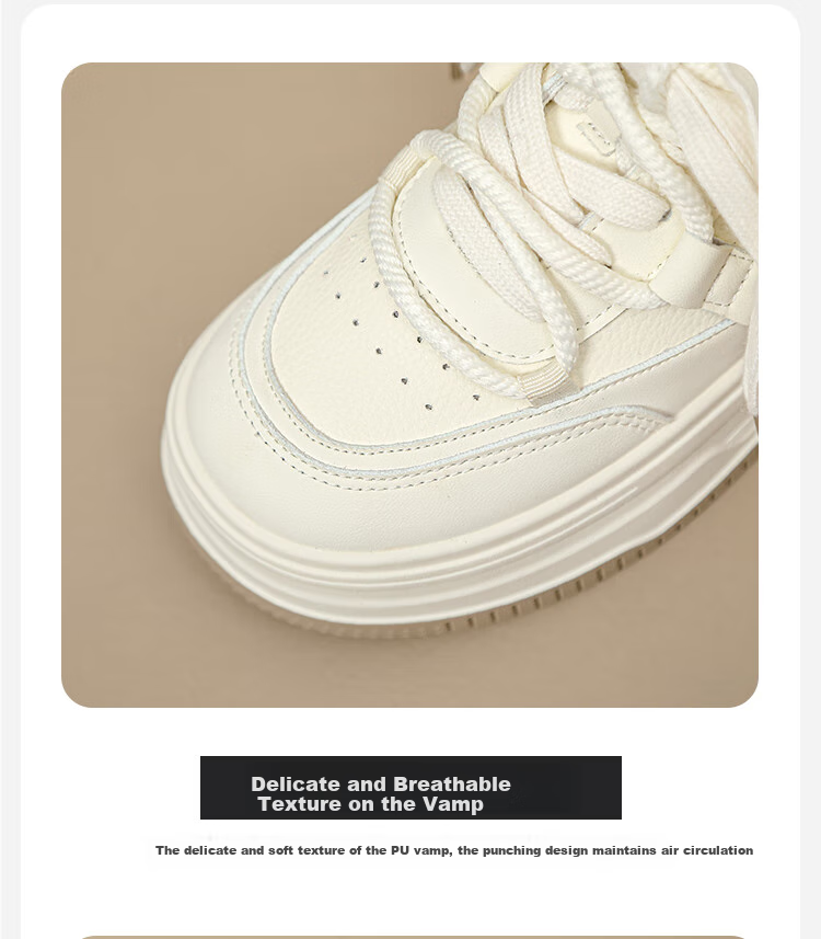 ZHR Zese Casual White Shoes Women Versatile Student Sneakers Thick-soled Height-increasing Lightweight Sports Shoes AB22 Beige Red Size 39 6