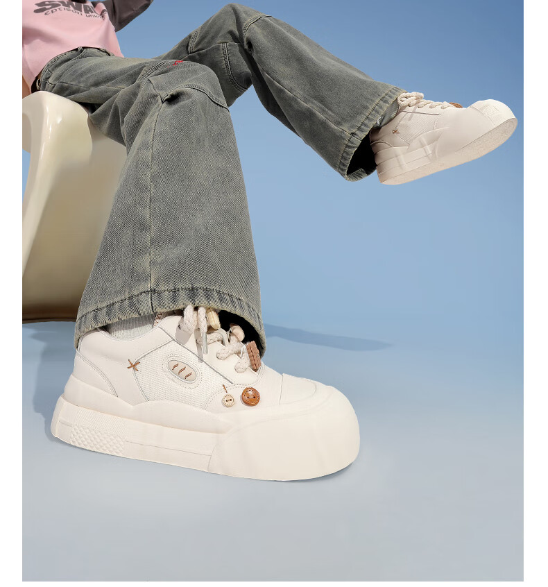 TTTJ Soft-Soled White Sneakers for Women, Thick-Soled Heightening, Comfortable for Long-Standing, Breathable Canvas Shoes, Sports Casual Commuter Chunky Skateboard Shoes 16