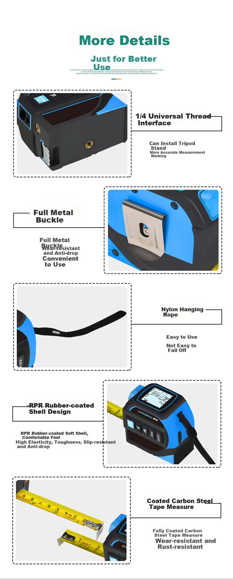ZHENBING Laser Distance Measuring Tape, Infrared High-Precision Electronic Ruler, Cross-Line Measuring Instrument, Smart Measuring Tape for Room Measurement 10