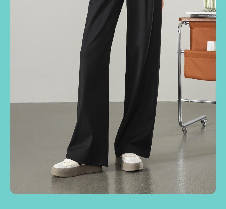 ESE-Y Wide-Leg Suit Pants for Women, Spring 2025 New Style, High-Waisted Draping Slimming Trousers, Black-Standard Size 31 3