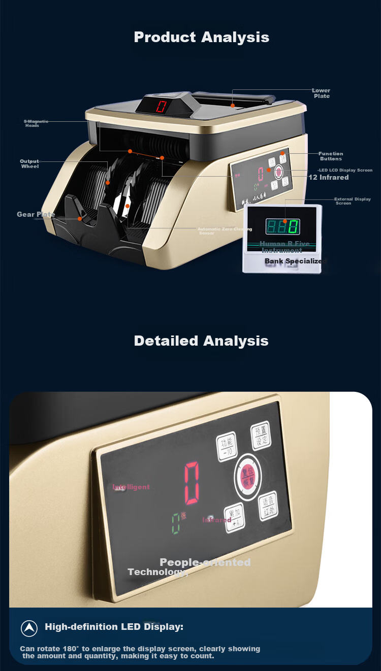 Weirong M8 Banknote Counter, New Version of RMB Intelligent Voice Small Banknote Verification Machine, Class B for Banks, Mixed Old And New Notes, Silver Model 2025 6