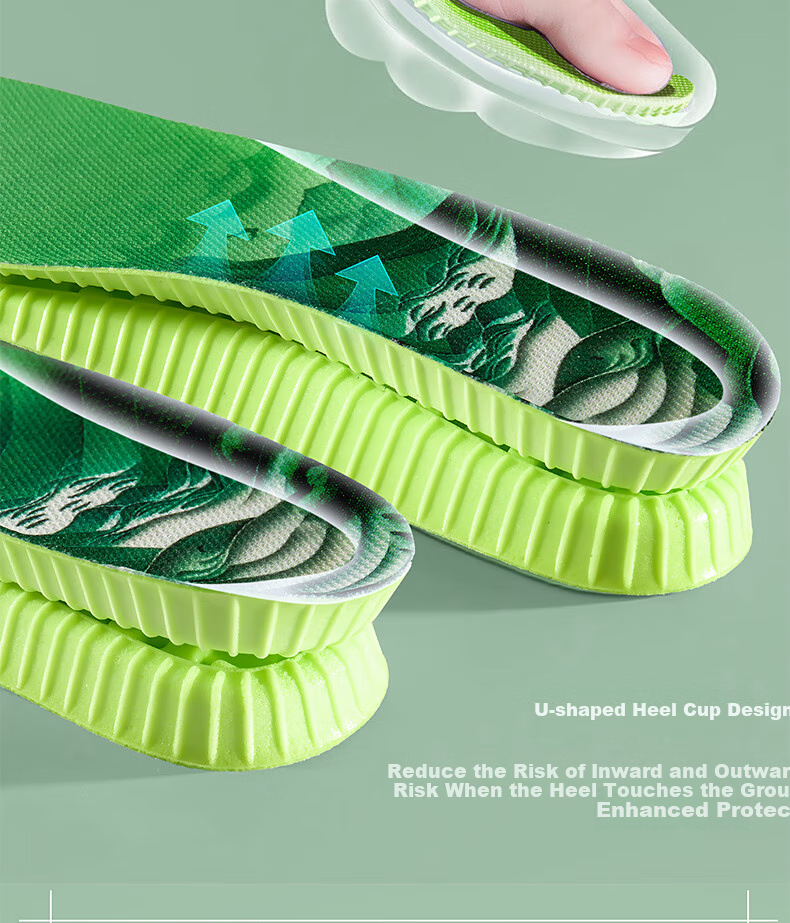 Warrior 2-Pair Sports Insoles for Men, Shock-Absorbing, Soft, Odor-Resistant, Breathable, Sweat-Absorbing, Military Training 6085 Green 39-40 14