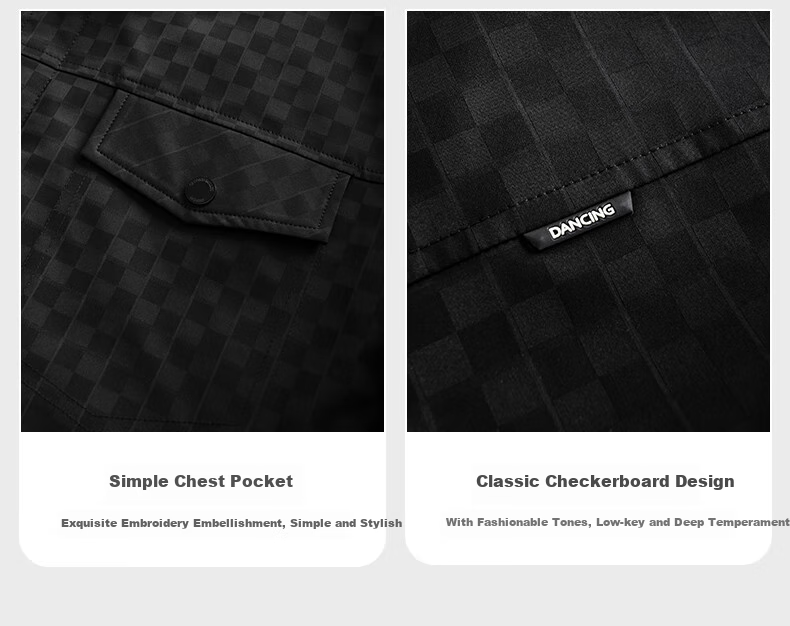 DANCING WOLVES [Lining Padded] Checkered Workwear Lapel Jacket, Warm Windproof Men's Coat, Army Green, Size 165 9