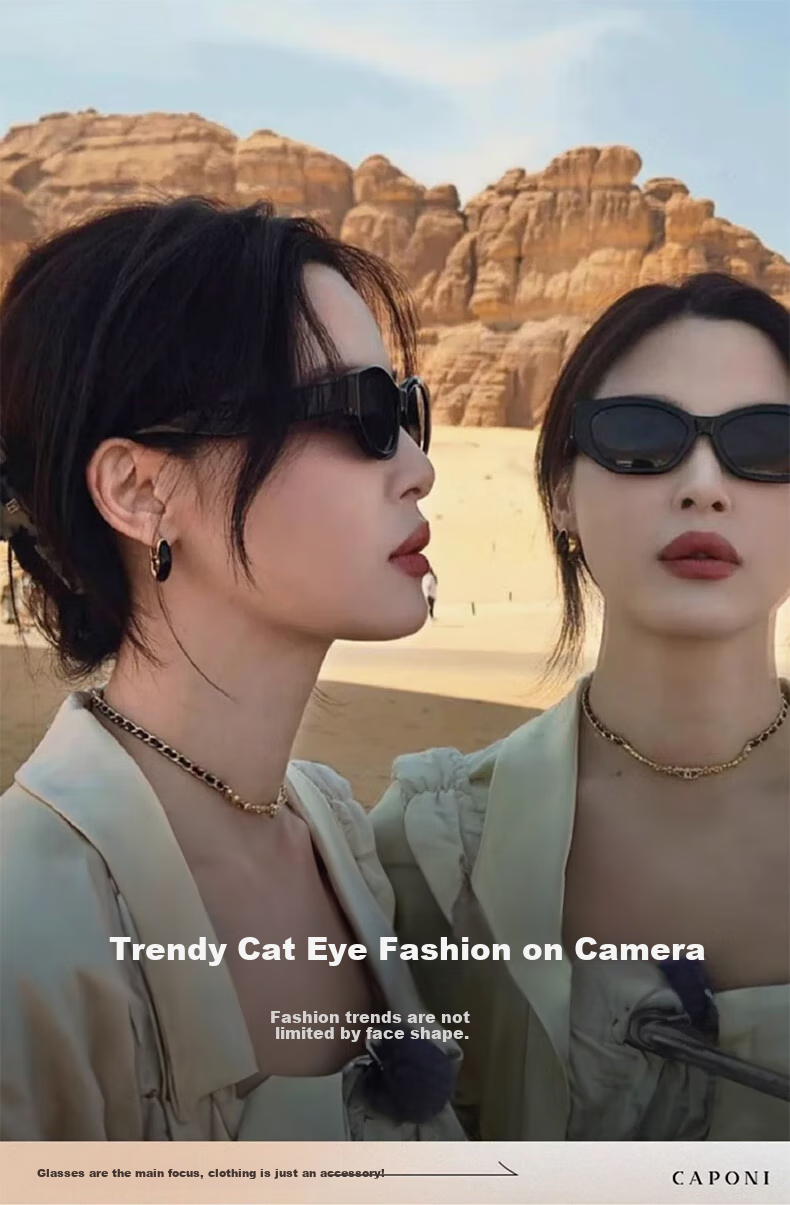 CAPONI Cat Eye Sunglasses for Women, Polarized Narrow Frame Sunglasses, Outdoor UV Protection, High-End Sun Protection Glasses, Face-Slimming Effect 2