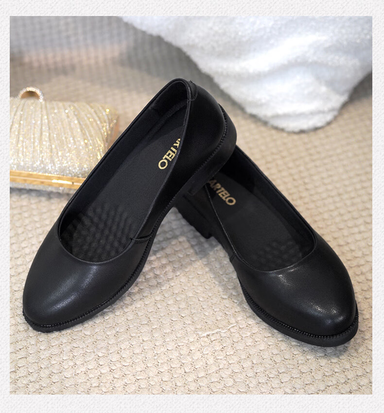 CARTELO Professional Black Work Shoes, Comfortable Leather Shoes for Women, Single Shoes KDLDX-9577 Black Size 35 17