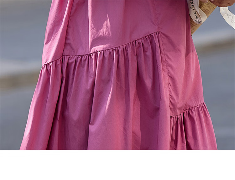 Dme [Puff Sleeve Ruched Dress] Summer Dopamine Sweet Style Round Neck Dress 16
