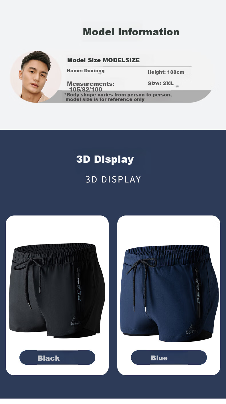Peak Men's Two-Piece Short Sleeve Swimwear with Boxer Briefs, Double-Layer Swim Trunks for Beach and Hot Springs, Model X3L 7
