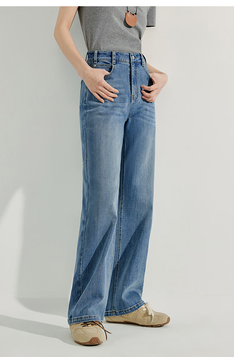 INMAN [Same Style As on Runway] French-Style Straight-Leg Jeans, 2026 Spring/summer Wide-Leg Trousers, Denim Blue, Size 27 10