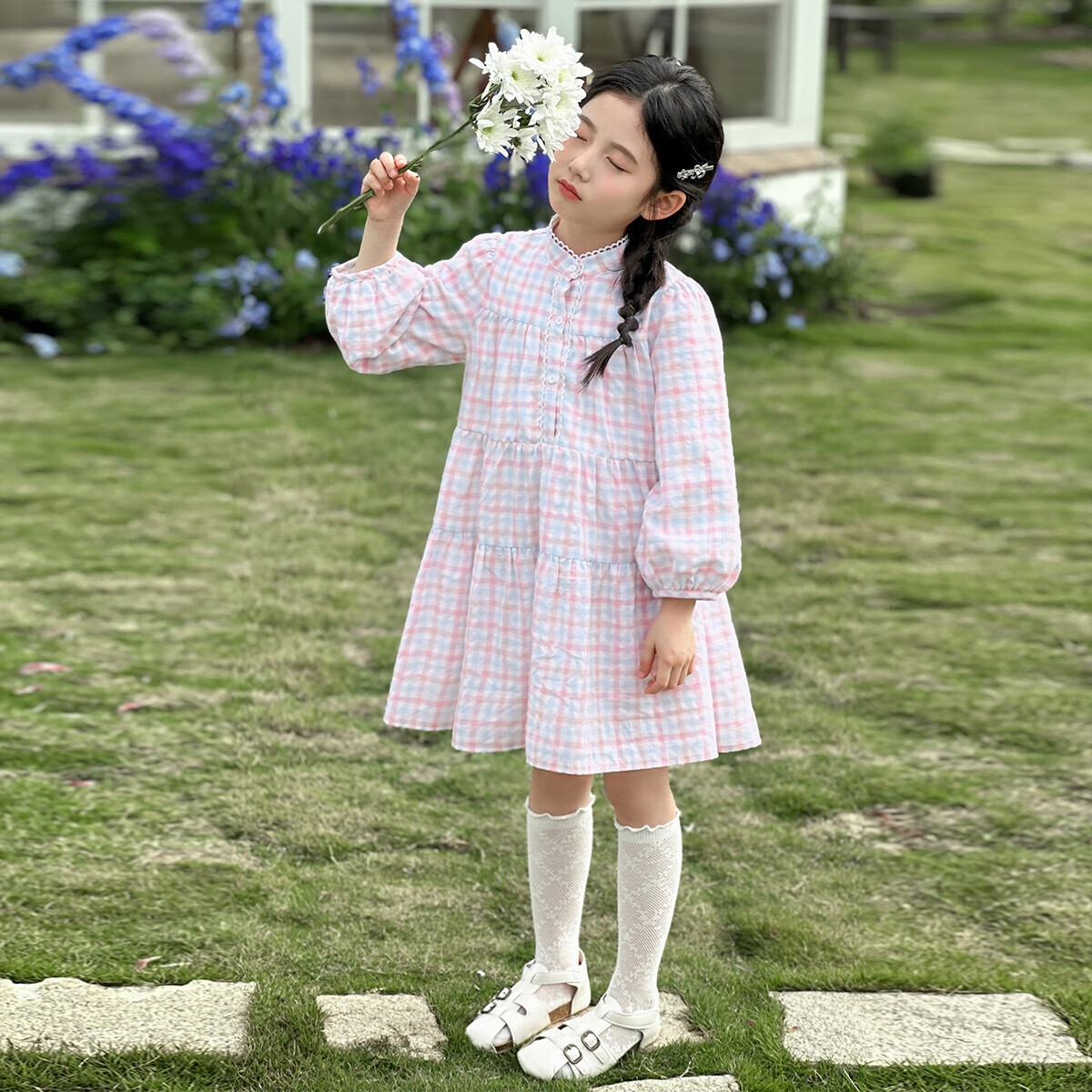 LUSON Chen Da Zhu Girls' Long-Sleeve Dress, 2025 Spring And Autumn New Stylish Children's A-Line Princess Dress, New Year's Outfit