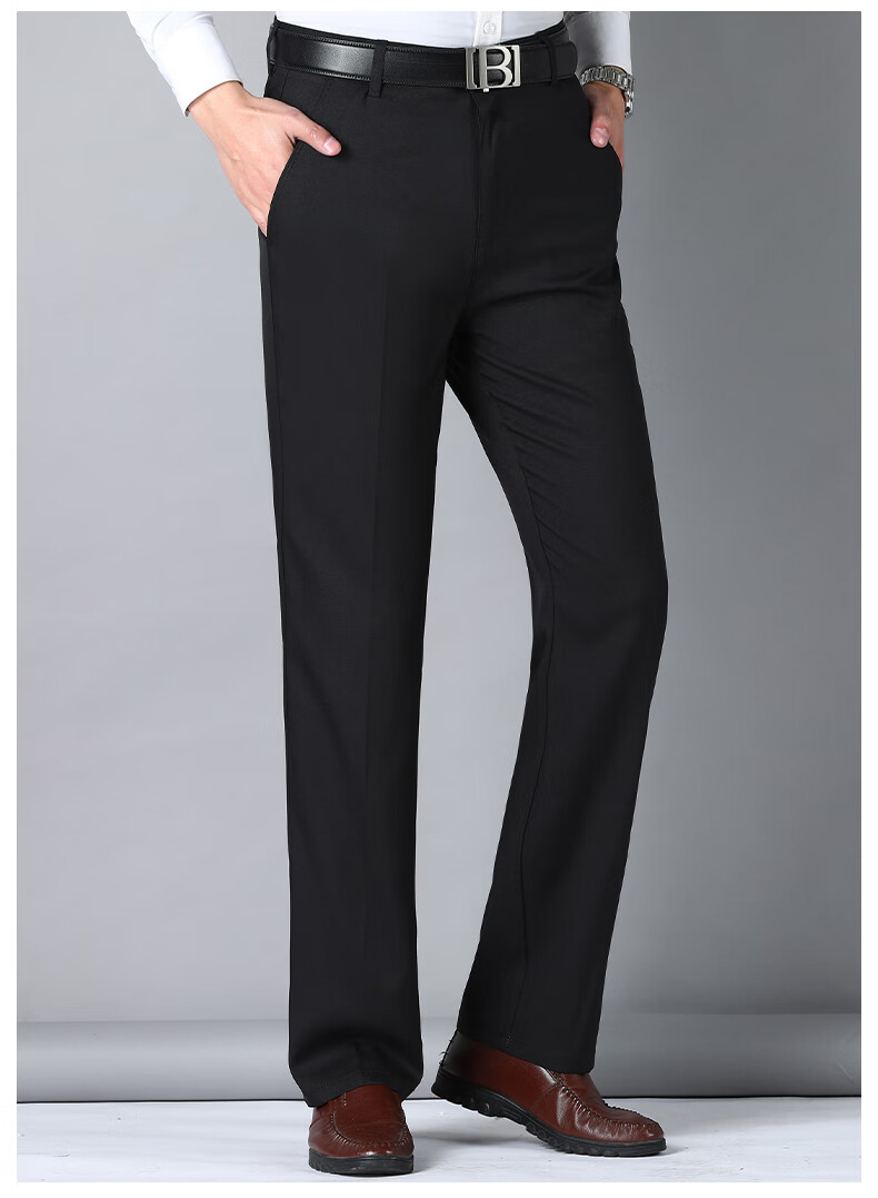 Pierre Cardin Breathable Wrinkle-Resistant Men's Summer Business Formal Straight Casual Trousers Dark Gray 33 27