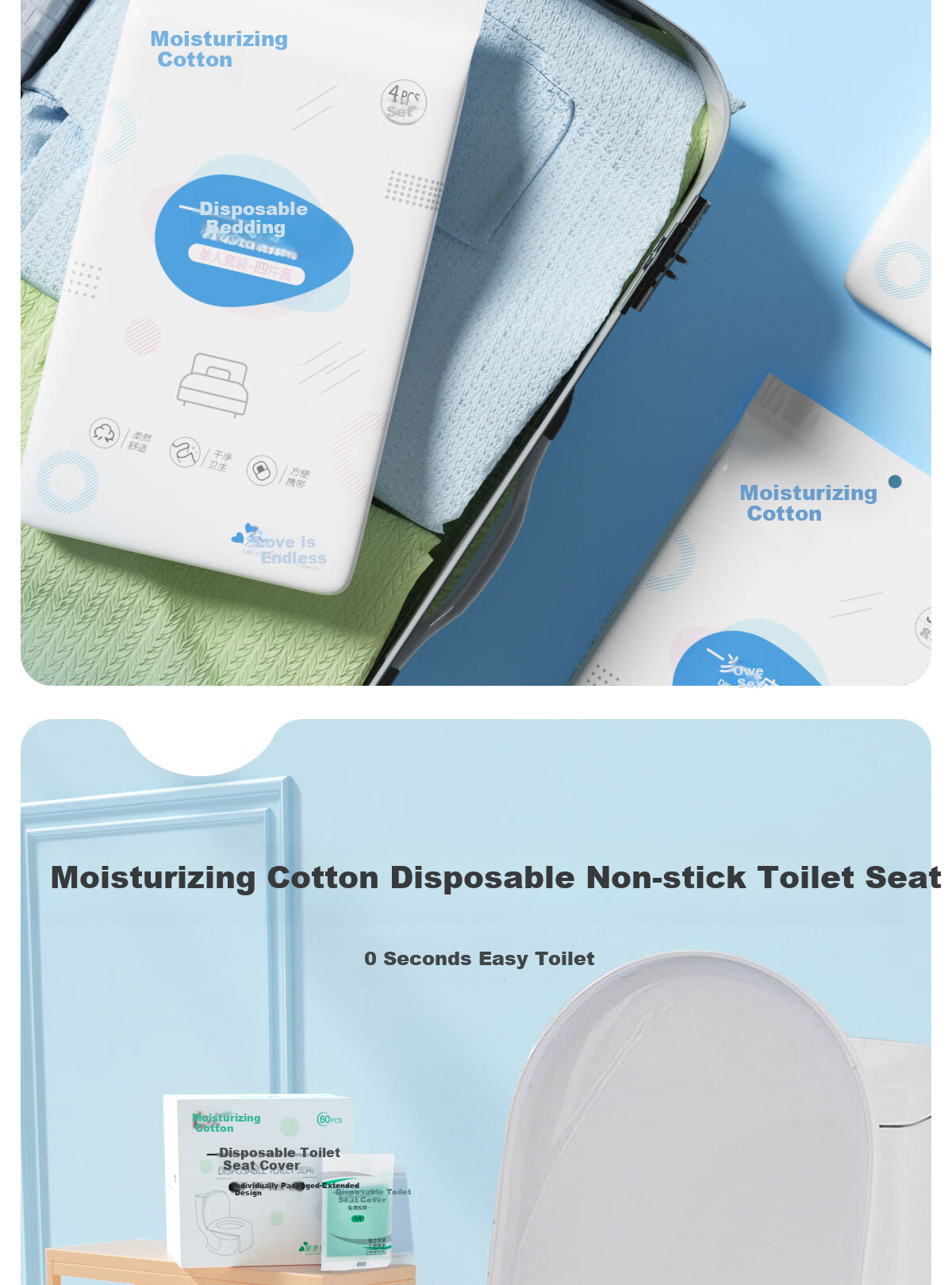 Mianzhirun Travel Disposable Thickened Bath Towel, Toilet Seat Cover, Hotel Hygiene Bedding Set, Four-Piece Set for Business Trips 5-7 Days Package 5