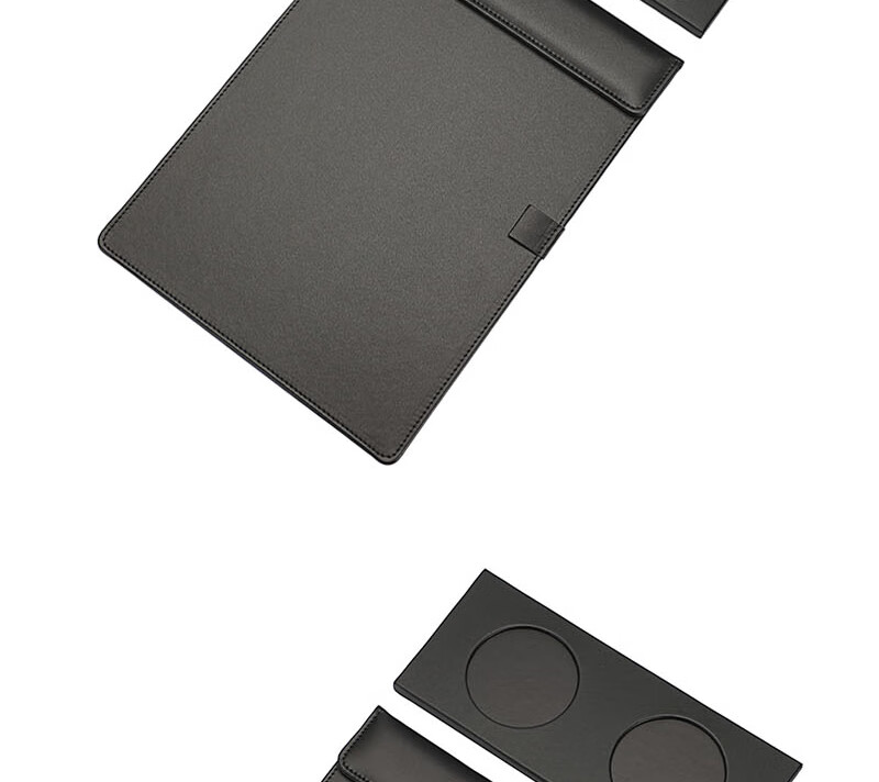 Xuchen Stationery A4 Meeting Clipboard with Pen Slot Black Premium Leather Magnetic Clip Document Folder Business Hotel Office Meeting Writing Pad Customizable 6