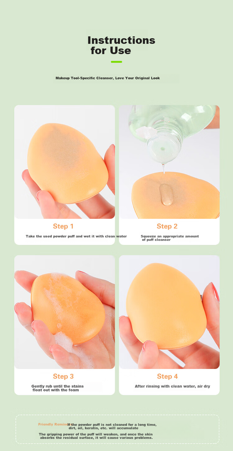 Yaozhi Powder Puff Cleaner, Glycerin Fruit Flavor, 150ml, Sponge Makeup Beauty Blender Cleaning Agent, Makeup Brush Tool Cleaning Solutio 7