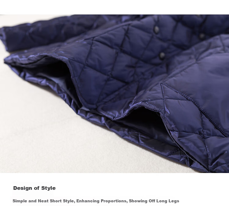 Dme Diamond Pattern Short down Jacket, Winter Commute Style, Lapel Collar, Drawstring Waist, Diamond Pattern Suit Style down Jacket for Women, Short Style 6