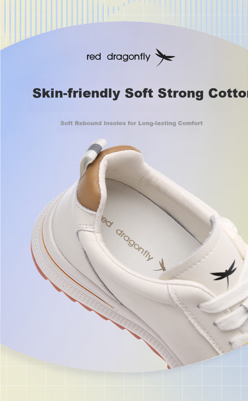 RED DRAGONFLY Casual Shoes for Women, Leather Upper White Sneakers, Retro Women's Shoes, Sports Shoes for Women, Trendy Instagram-Style Training Shoes for Women C0TTN06172 11