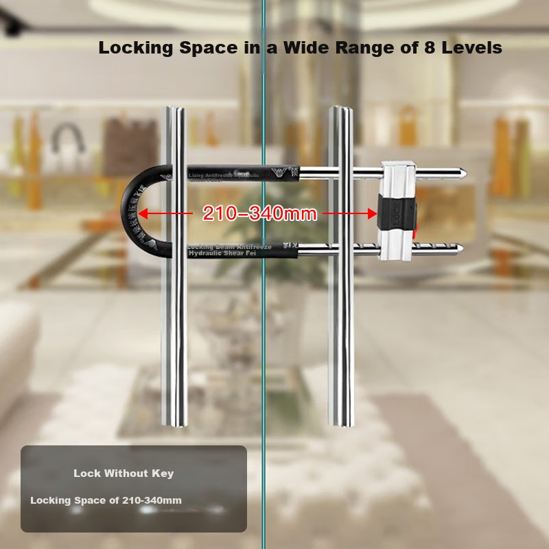 Fly.Globe Glass Door Lock U-Shaped Lock Double Door Lock C-Grade Anti-Shear Anti-Theft Motorcycle Lock B200