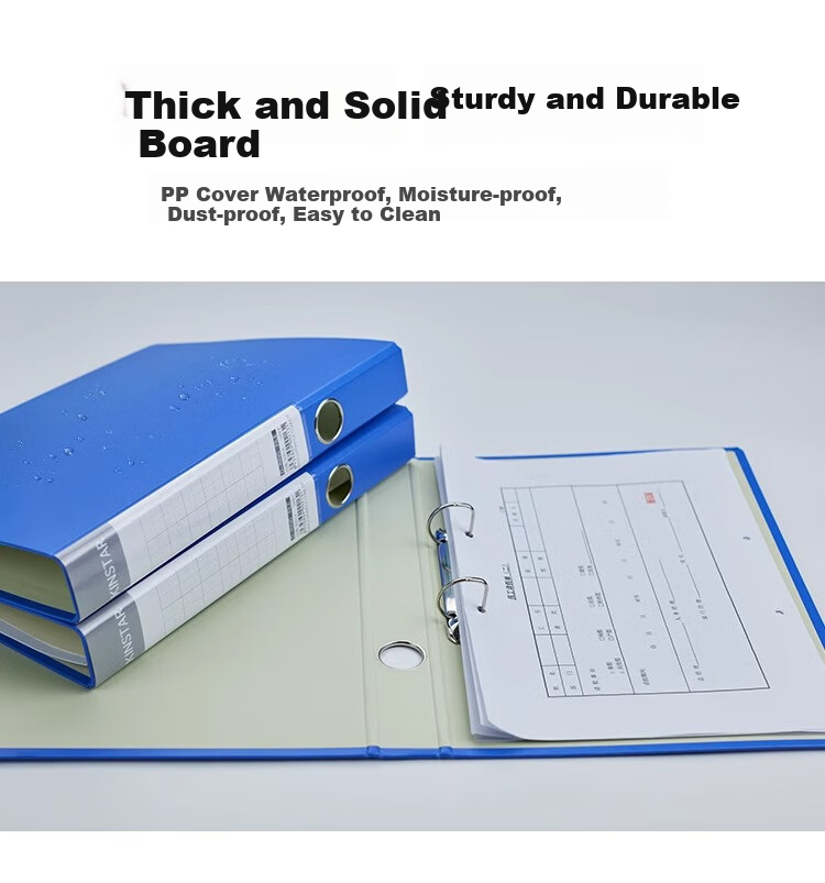 MAKINO Paper D-Type File Folder, Loose-Leaf Punched File Folder, Student Organizer, Office Business Supplies, Document Folder, File Storage Report Folder, Blue 5