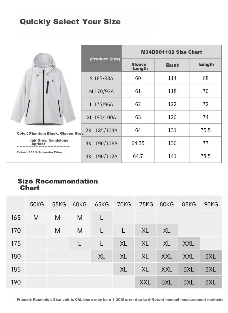 CAMEL Water-Resistant, Windproof, And Breathable Jacket for Men And Women, Loose-Fitting Casual Coat for Autumn M34BS01102 Glacier Gray S 13