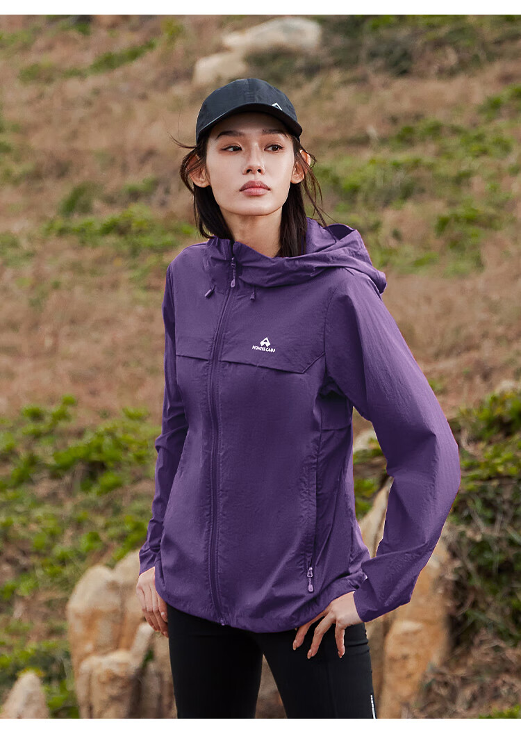 Pioneer Camp Zhuque Sun Protection Jacket for Women, Summer Outdoor Breathable UV-Resistant Hooded Original Yarn Sun Protection Clothing, Lightweight Outer Coat 8