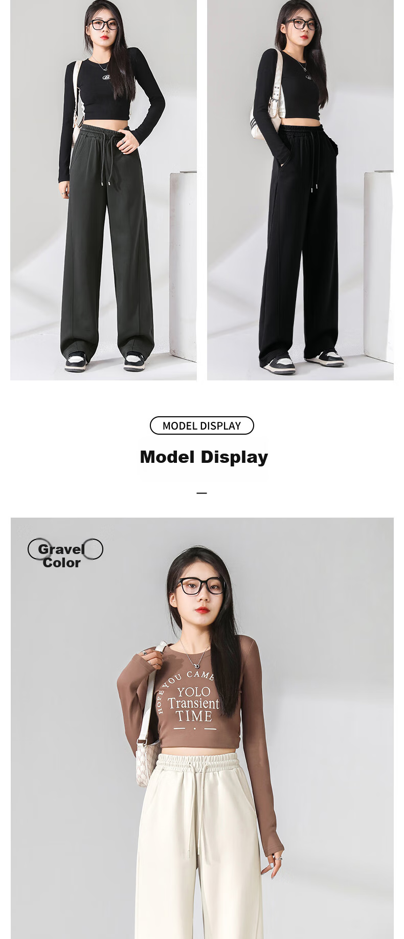 MJ STYLE Slim-Fit Banana Pants for Women, Autumn 2025, Loose-Fitting Versatile Heightening Slimming Sporty American-Style Wide-Leg Sweatpants 9