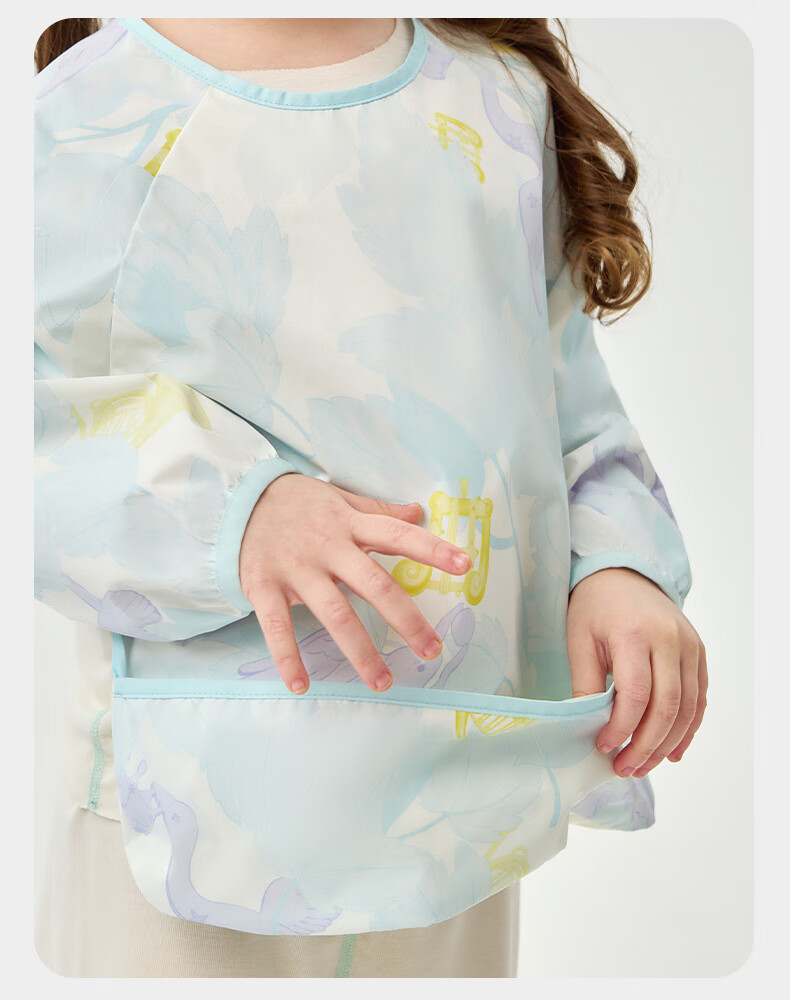 Babycare Baby Feeding Bib Toddler Smock Infant Anti-Dirt Apron with Back Cover Food-Grade Round Note Pattern Size 90 11