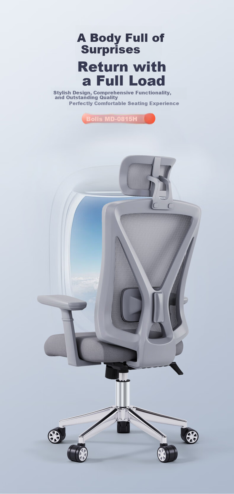BECAUSES Ergonomic Chair, Comfortable for Long Sitting, Computer Chair, Reclining Office Chair, Gaming Chair, Study Chair, Streamer Chair 0815H 4