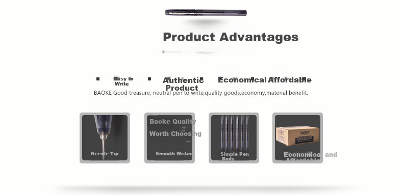BAOKE PC0002, 0.5mm Semi-Needle Tube Gel Pen, Black Ink, Signing Pen, 40 Pieces 2