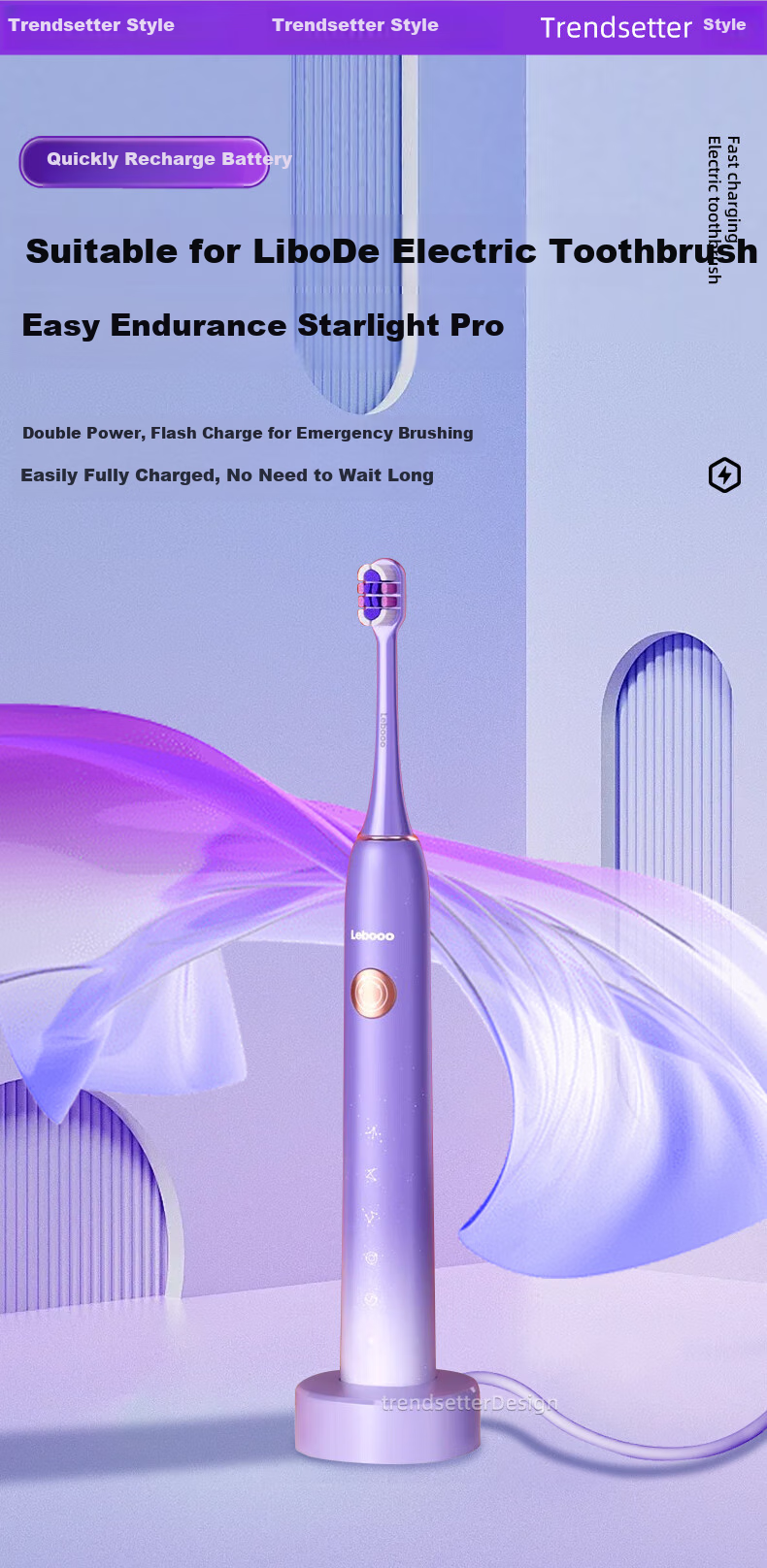 Chaofan Compatible with Libod Electric Toothbrush Charging Base, Star Diamond/star Moon Pro Wireless Sensor Charger, USB Charging Cable Accessories 3
