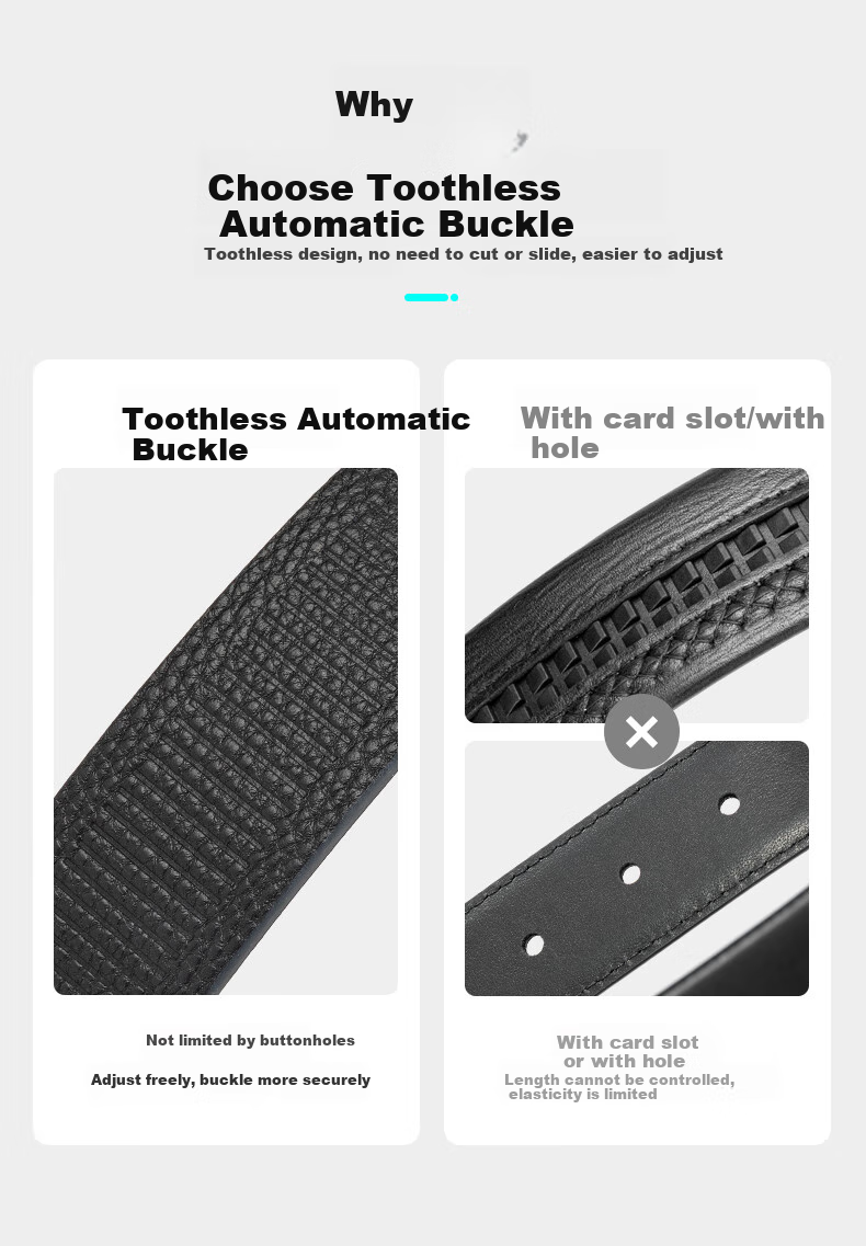 Aokang Men's Belt, Top-Grain Leather, No-Tooth Automatic Buckle, Waist Belt, Inner Buckle Style, Birthday Gift for Husband 7