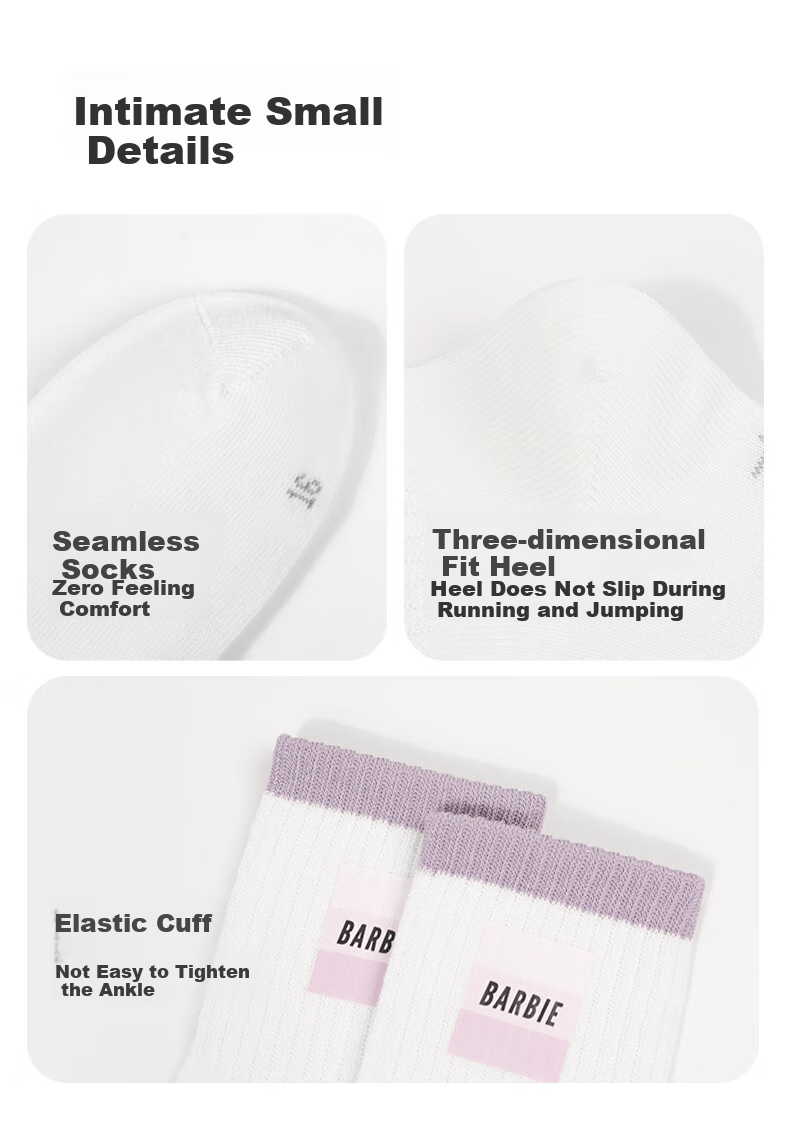 Barbie Children's Cotton Socks, Spring And Autumn White Short Socks, Girls' Little White Socks, School Uniform Socks for Older Children, Mid-Calf Socks for Autumn And Winter Seasons 12