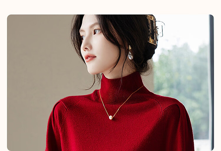 Dme Warm Blessing Winter 100% Wool High Neck Short Wool Sweater Knit Top for Women 2