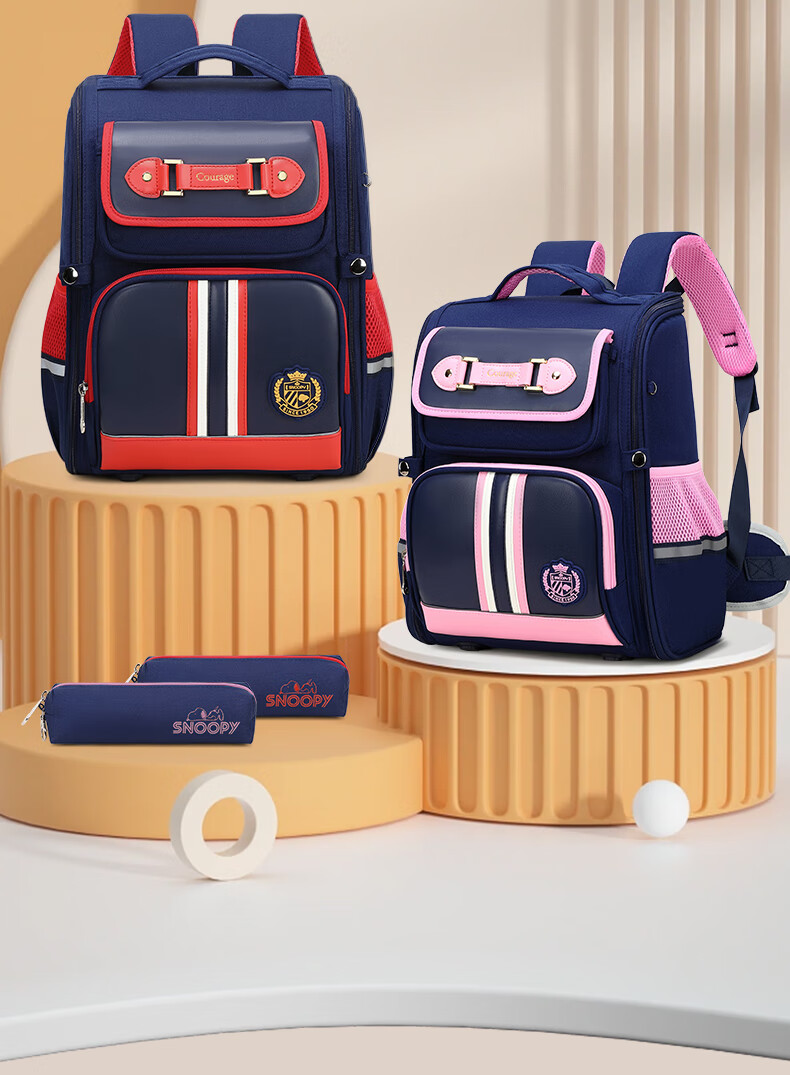 SNOOPY Backpack for Primary School Students, Lightweight And Spine-Protecting, Recommended for Grades 4-6, Large Red Size 1
