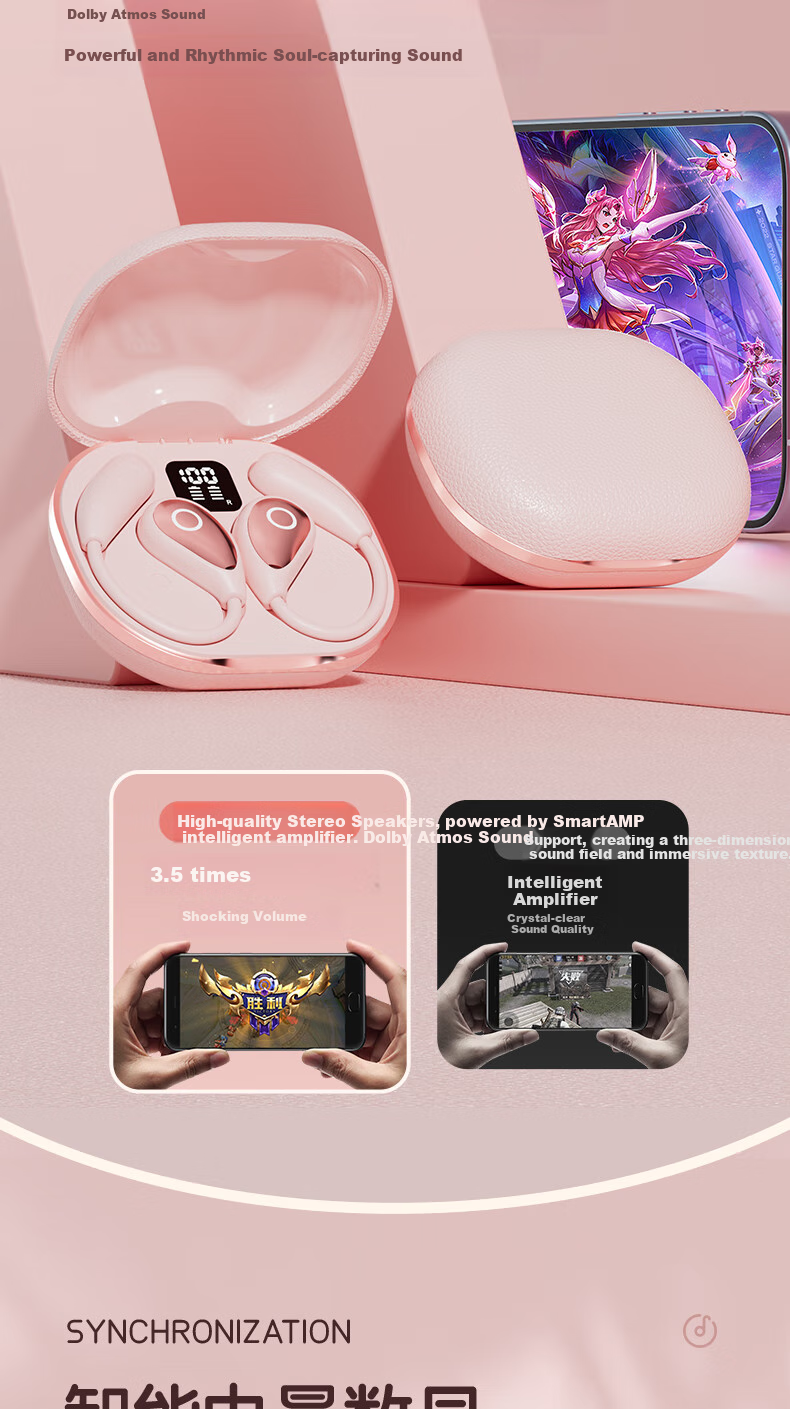 CLAISON [2025 New Model | Berlin Voice] Bluetooth Earphones, Over-Ear Bone Conduction Concept, Open Wireless Non-In Sports Running Noise-Cancelling Ear Clip Style M95-Yuan White 11