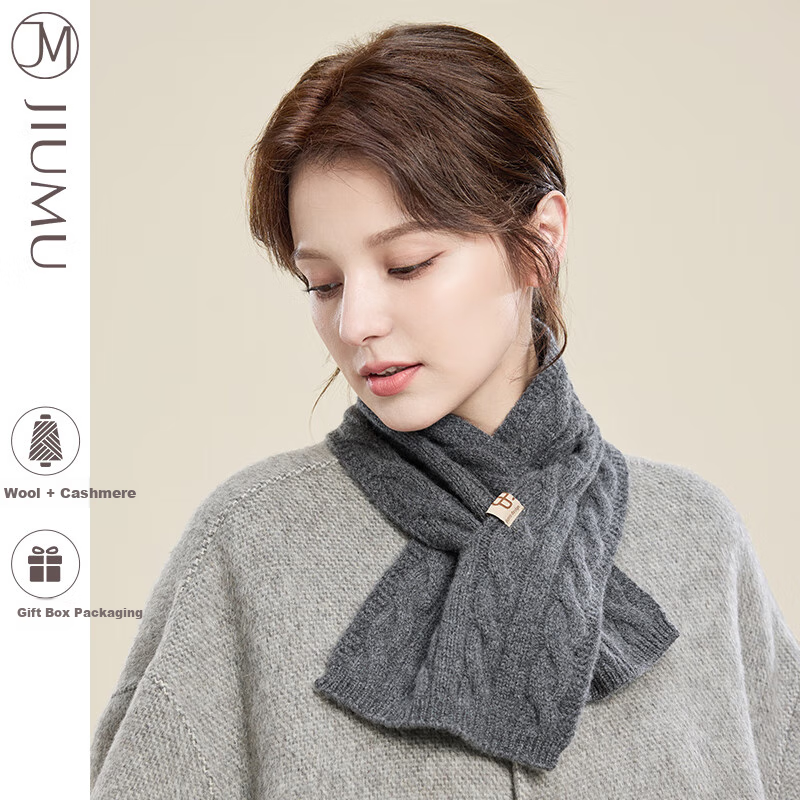 JIUMU Cashmere Scarf for Women, Autumn And Winter Wool Warm Neck Warmer, Gift Box Set for National Day Birthday Present