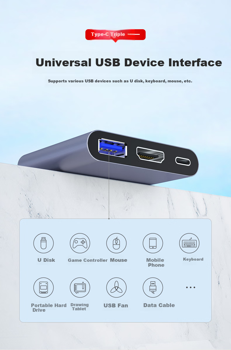 DM Daimai Type-C Three-In Expansion Dock, USB-C to H DM IPD100W/USB3.0 Expansion Integrated Phone Laptop Converter, CHB026 5