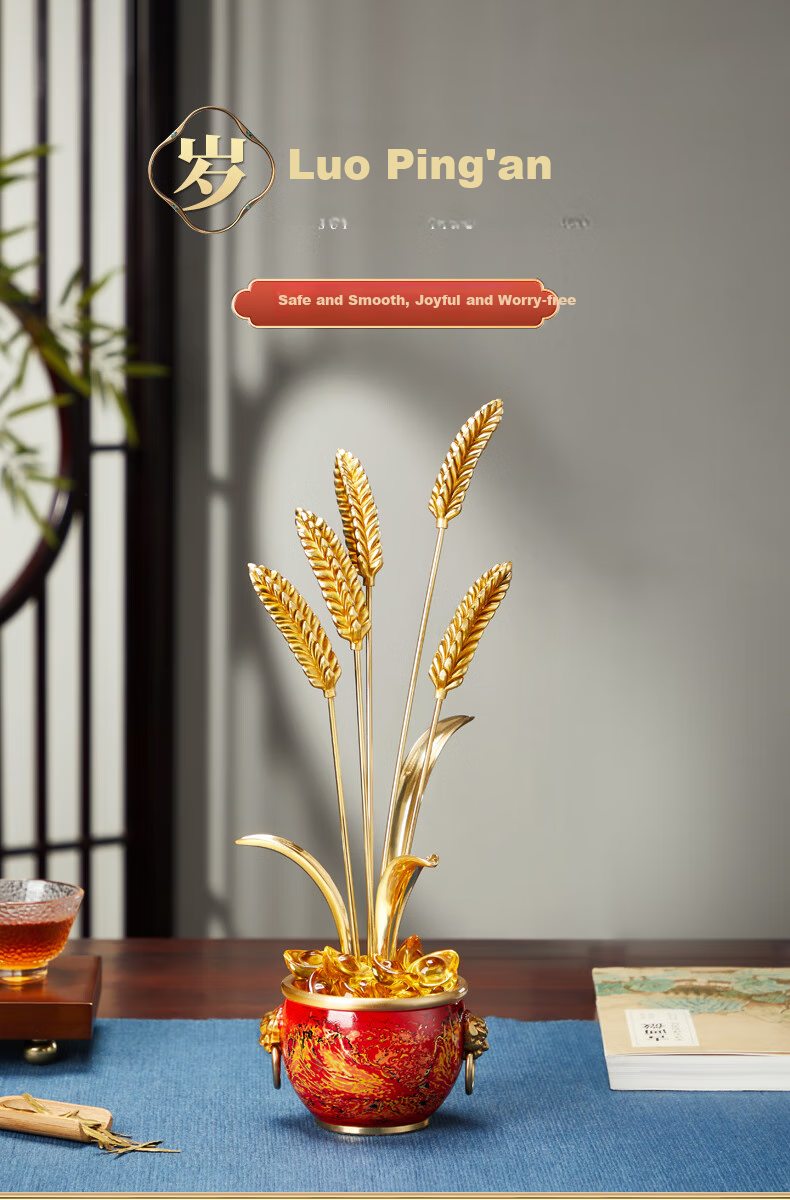 Nuoshiman Wheat Ear Opening Ceremony Decoration, Elegant Office Living Room Entrance Wine Cabinet Ornament, Housewarming Gift for Moving to A New Home 1