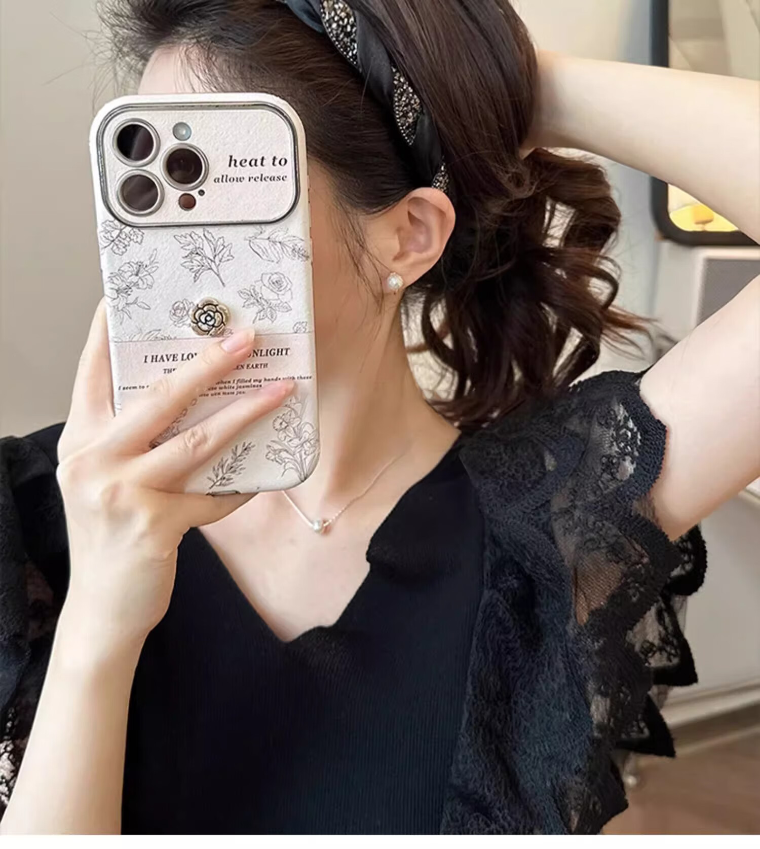 Xiangwan Vintage Rhinestone Headband Black Hair Clip Elegant Women's Headband Mid-Autumn Gift 5