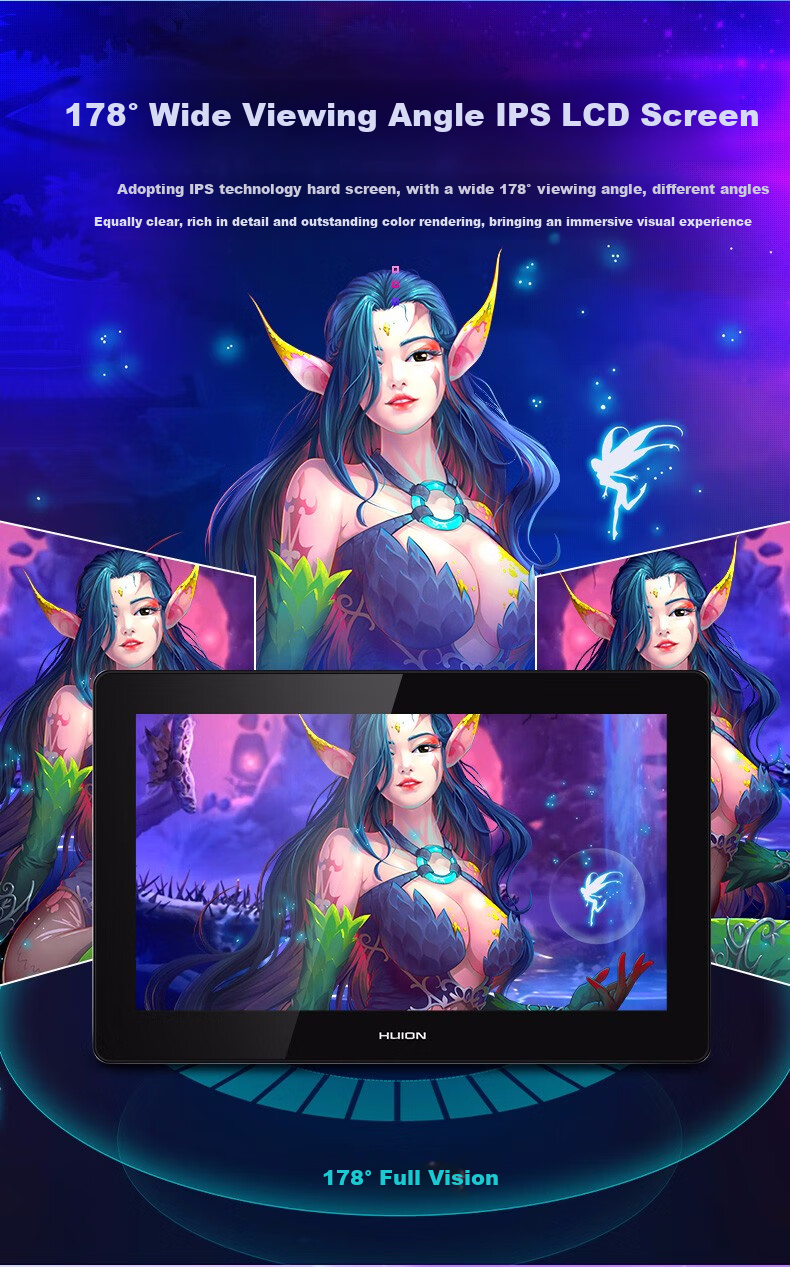 HUION Kamvas Pro 16 Plus Smart Digital Display, 4K Drawing Screen, Computer Graphics LCD Drawing Tablet 11